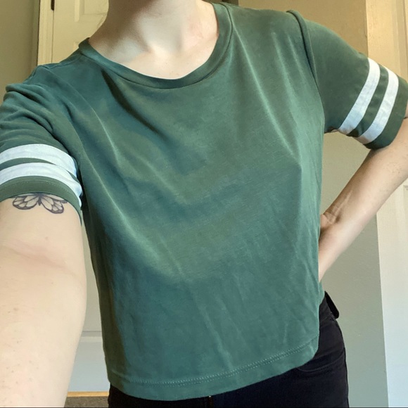 Forever 21 Tops - green and white crop top